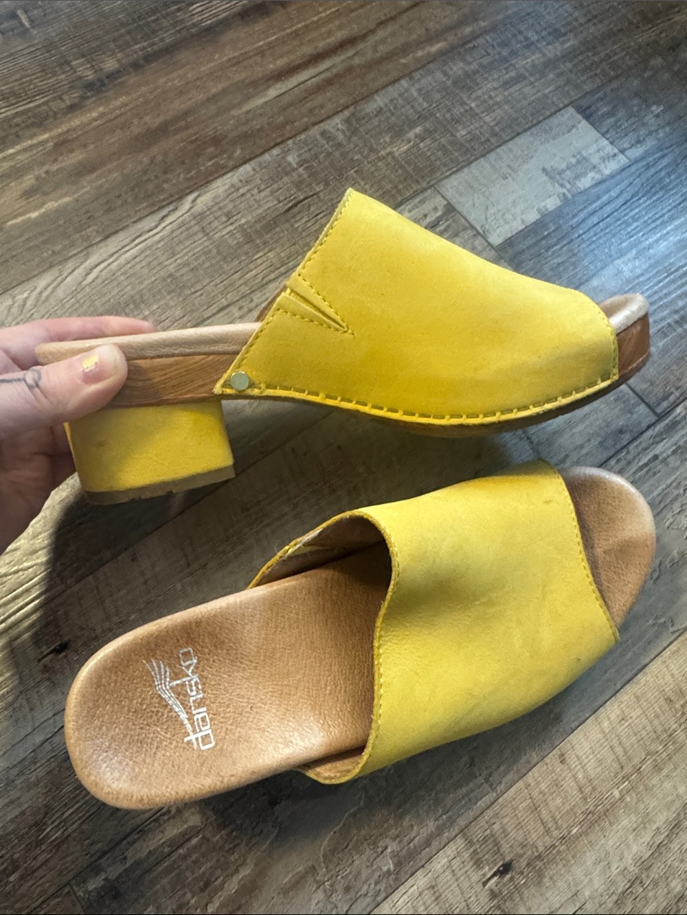 Dansko Yellow Open-Toe Slide Mules